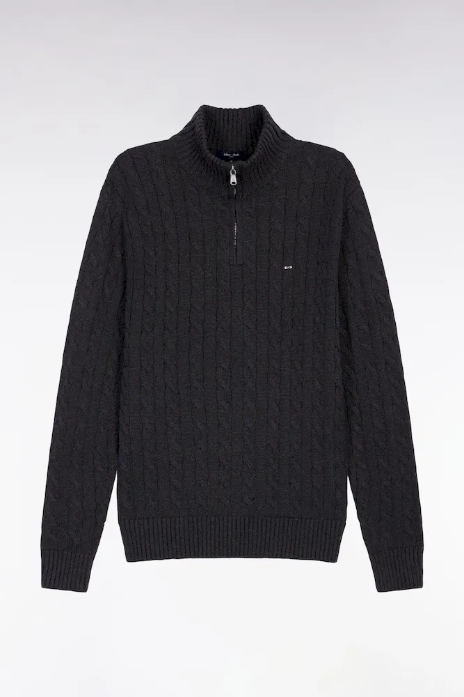 Pull Col Camionneur En Coton Torsadé Gris