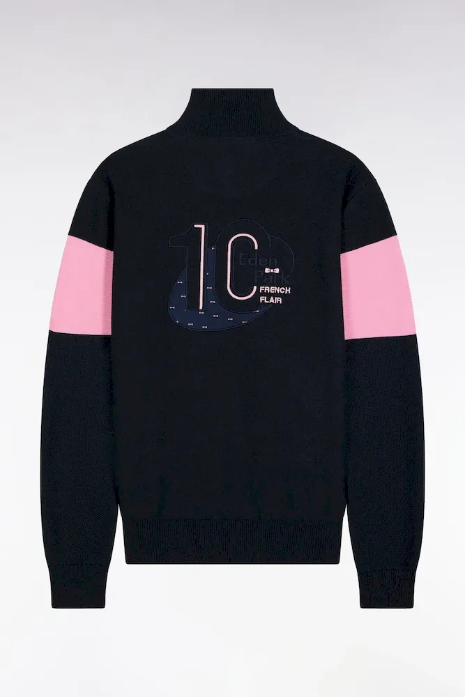 Pull Col Camionneur En Coton Marine Broderie Dos