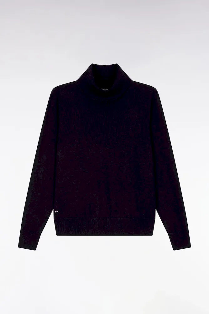 Pull à Col Roulé En Laine Mérinos Marine