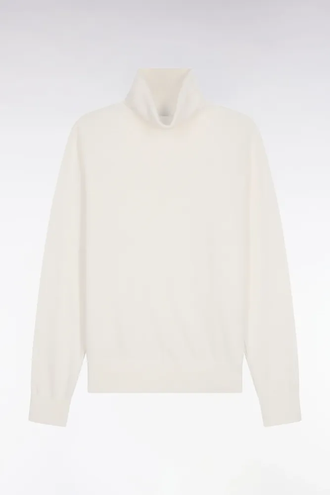 Pull à Col Roulé En Laine Mérinos écru