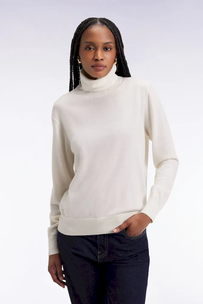 Pull à col roulé en laine mérinos écru – Bild 3