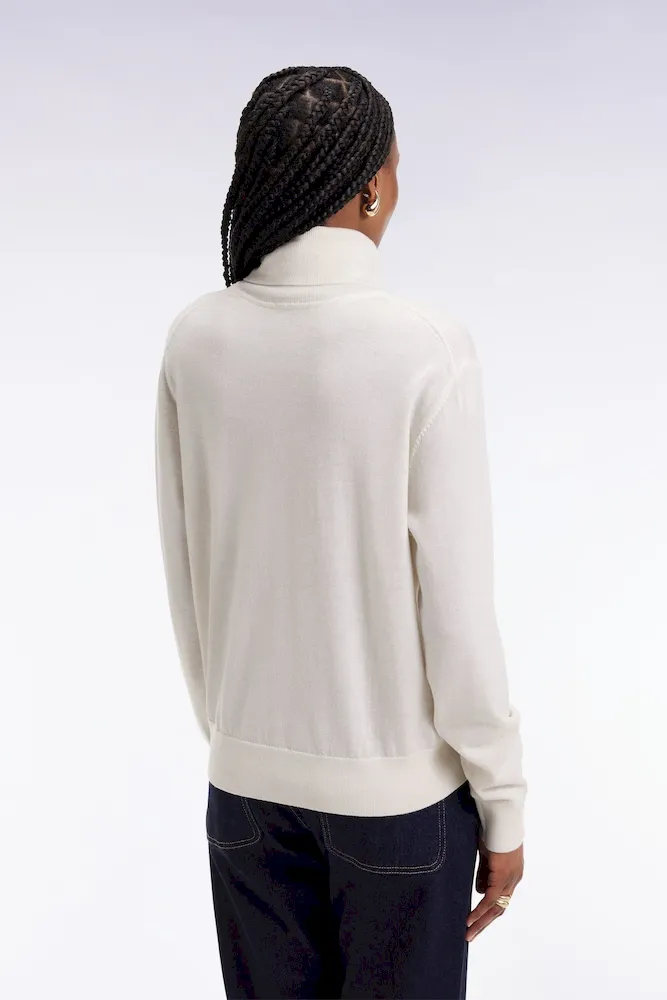 Pull à col roulé en laine mérinos écru – Bild 5