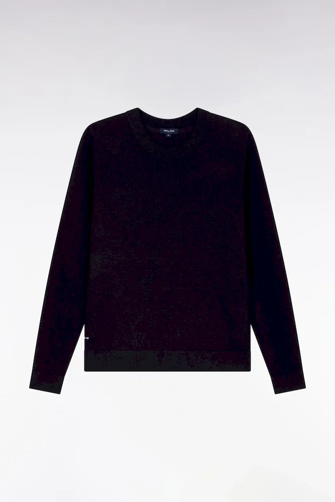 Pull à Col Rond En Laine Mérinos Marine