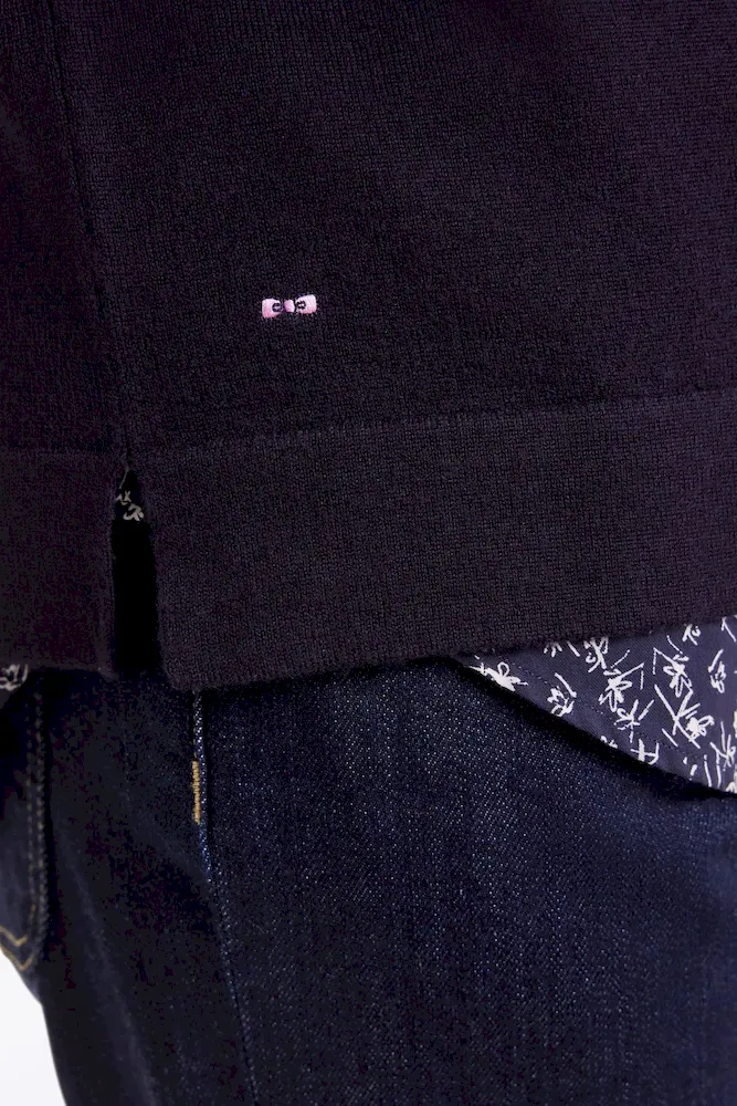 Pull à col rond en laine mérinos marine – Bild 4