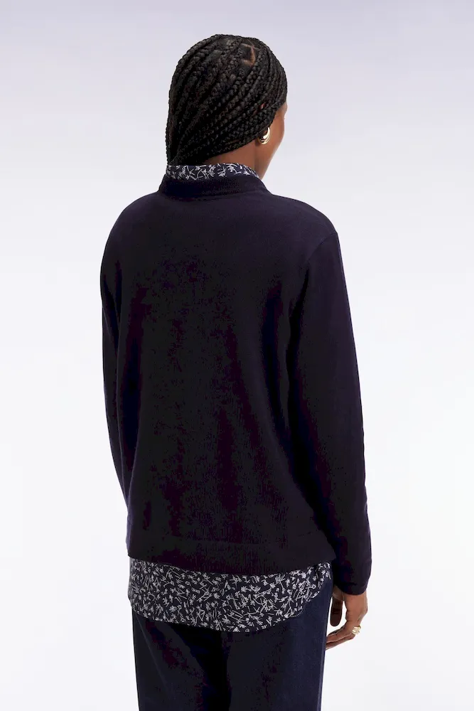 Pull à col rond en laine mérinos marine – Bild 5