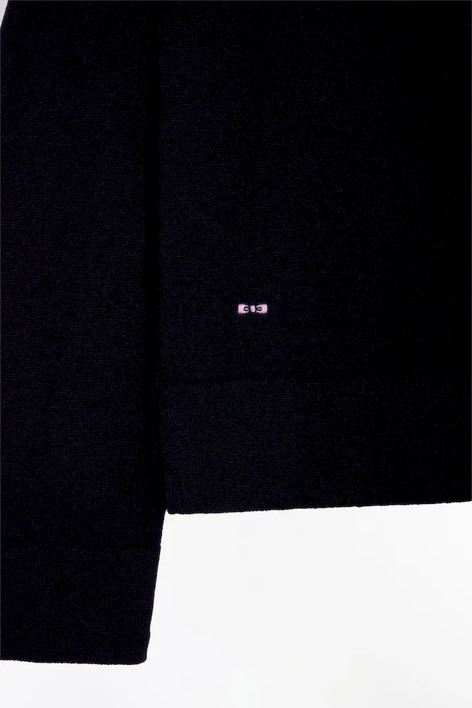 Pull à col rond en laine mérinos marine – Bild 6