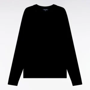 Alternative view of Pull à col rond en laine mérinos noir