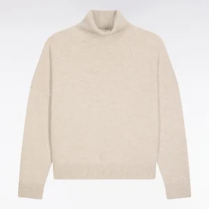 Alternative view of Pull à col roulé en laine et cachemire beige coupe Relaxed