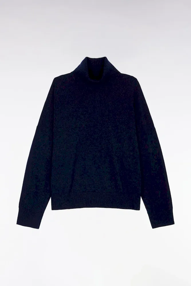 Pull à Col Roulé En Laine Et Cachemire Marine Coupe Relaxed