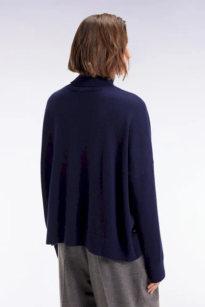 Pull à col roulé en laine et cachemire marine coupe Relaxed – Bild 5