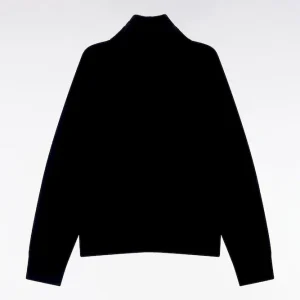 Alternative view of Pull à col roulé en laine et cachemire noir coupe Relaxed