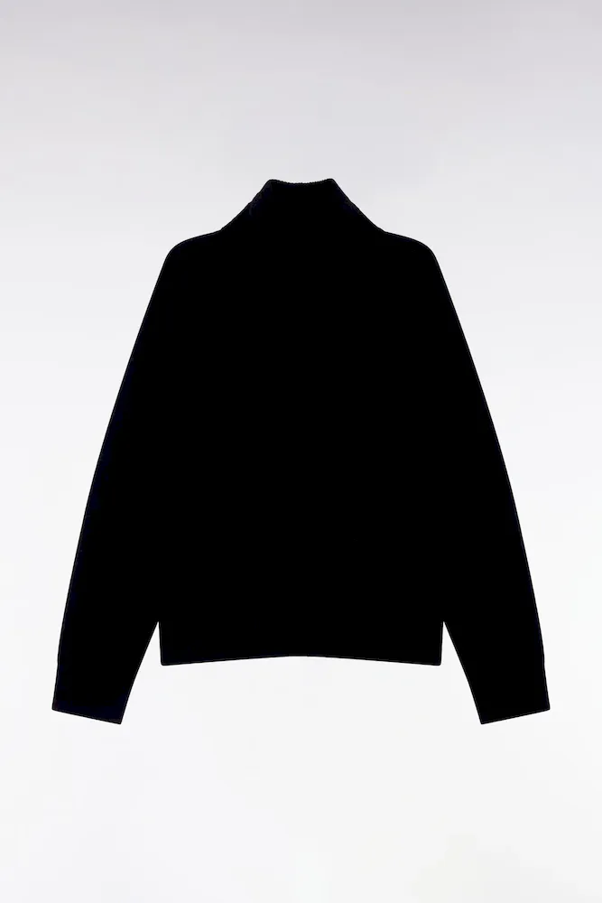 Pull à Col Roulé En Laine Et Cachemire Noir Coupe Relaxed