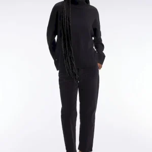 Pull à col roulé en laine et cachemire noir coupe Relaxed