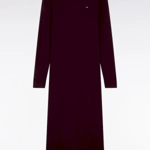 Alternative view of Robe en laine mérinos bordeaux à col rond