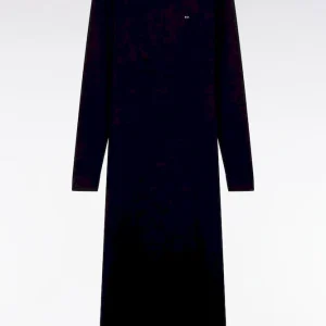 Alternative view of Robe en laine mérinos marine à col rond