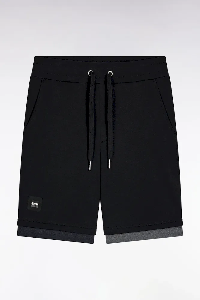 Short En Molleton Coton Noir Coupe Ample
