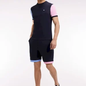 Short en molleton coton marine coupe ample