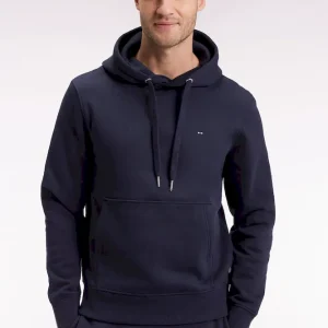 Sweatshirt à capuche en coton marine coupe droite