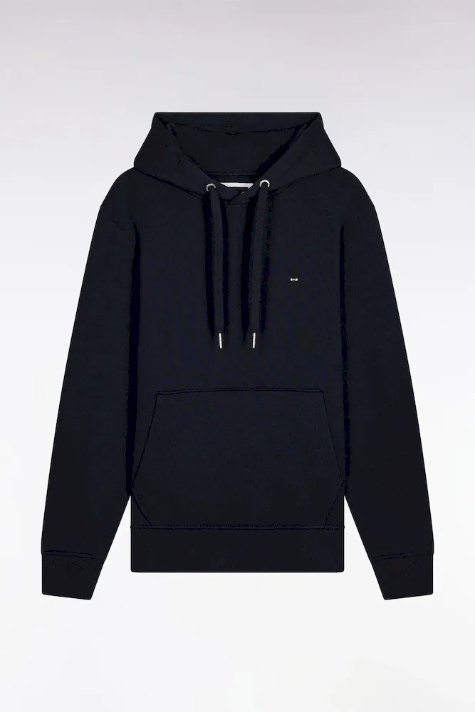 Sweatshirt à Capuche En Coton Marine Coupe Droite
