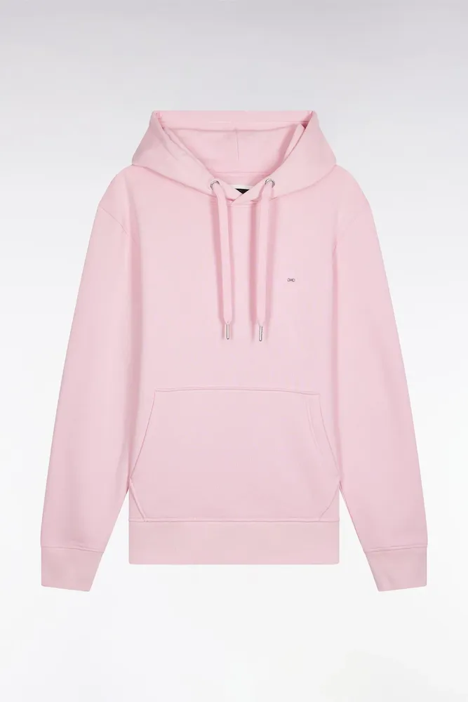 Sweatshirt à Capuche En Coton Rose Coupe Droite