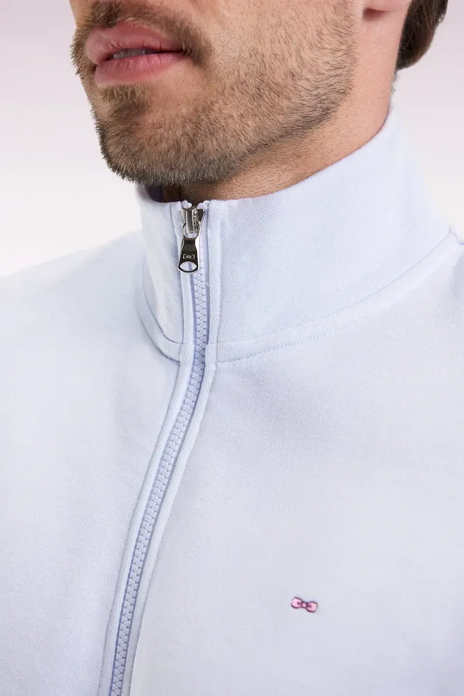 Sweatshirt zippé en coton ciel coupe droite – Bild 4