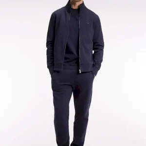 Sweatshirt zippé en coton marine coupe droite