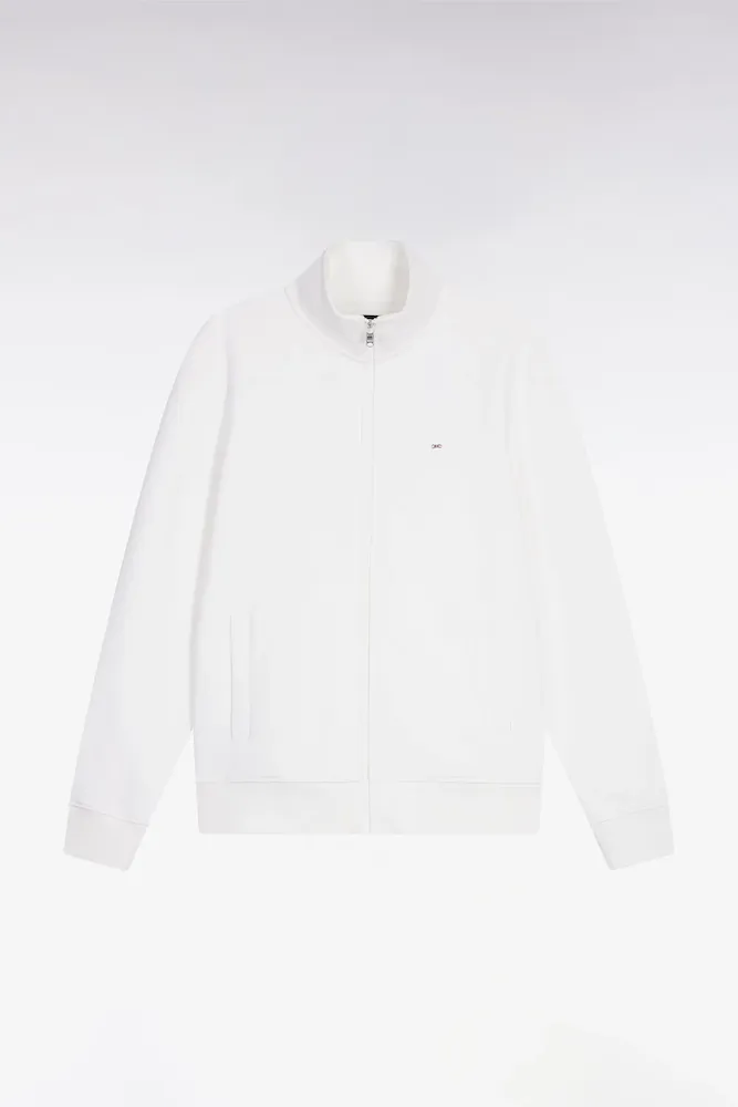 Sweatshirt Zippé En Coton Blanc Coupe Droite