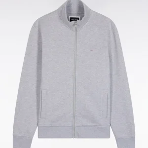 Alternative view of Sweatshirt zippé en coton gris coupe droite