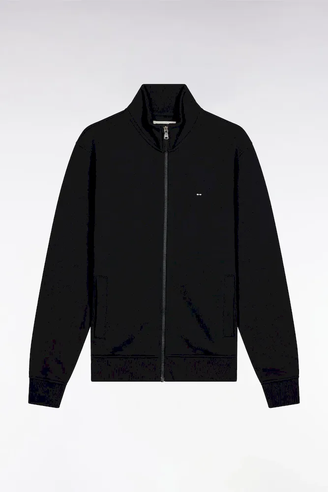 Sweatshirt Zippé En Coton Noir Coupe Droite