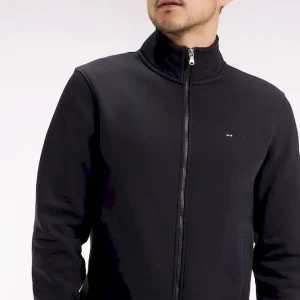 Sweatshirt zippé en coton noir coupe droite