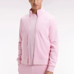 Sweatshirt zippé en coton rose coupe droite
