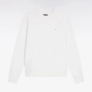 Alternative view of Sweatshirt à col rond en coton blanc coupe droite