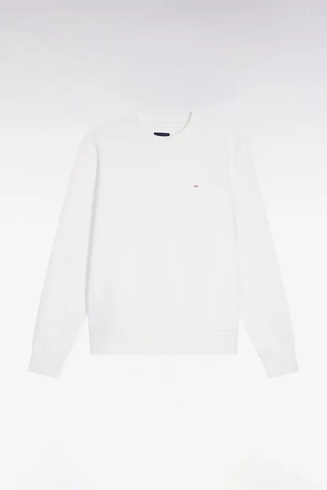 Sweatshirt à Col Rond En Coton Blanc Coupe Droite
