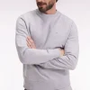 Sweatshirt à col rond en coton gris coupe droite