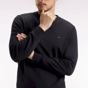 Sweatshirt à col rond en coton noir coupe droite