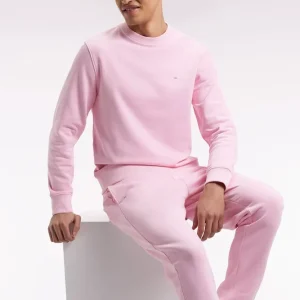 Sweatshirt à col rond en coton rose coupe droite