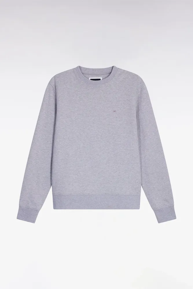 Sweatshirt à Col Rond En Coton Gris Coupe Droite