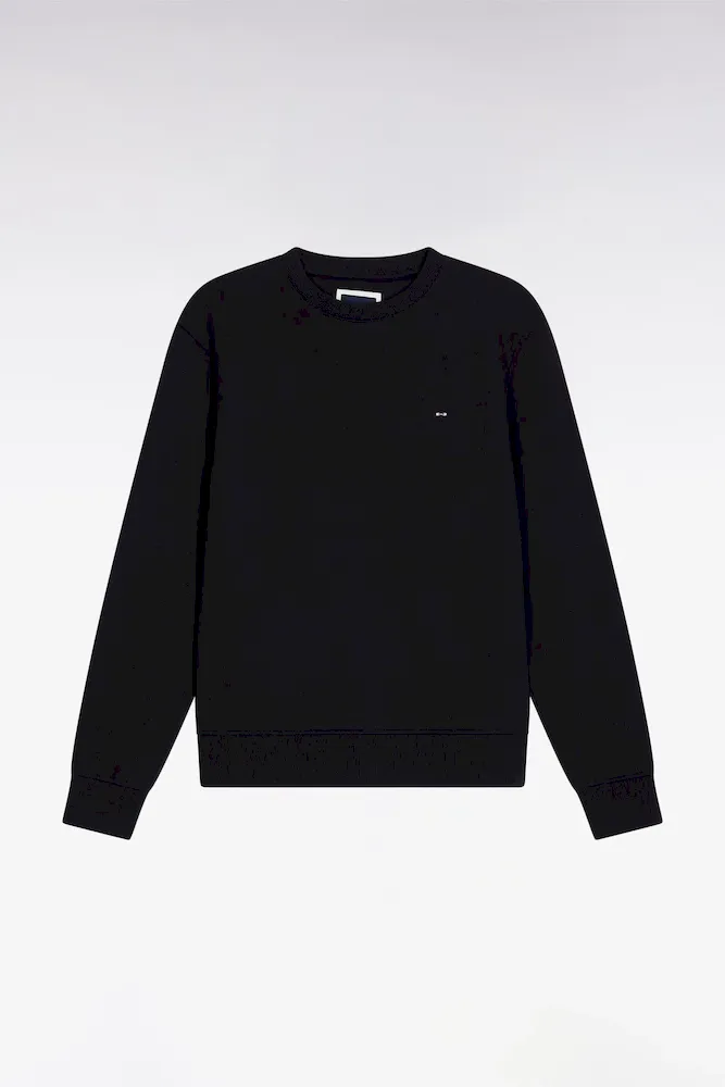 Sweatshirt à Col Rond En Coton Noir Coupe Droite