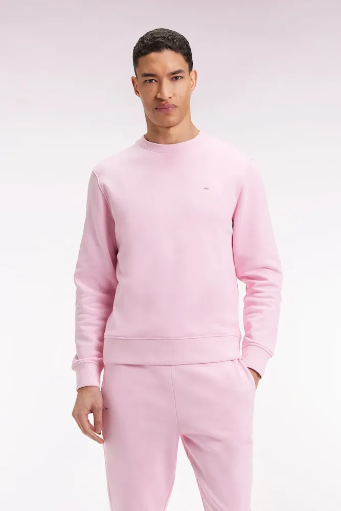 Sweatshirt à col rond en coton rose coupe droite – Bild 3