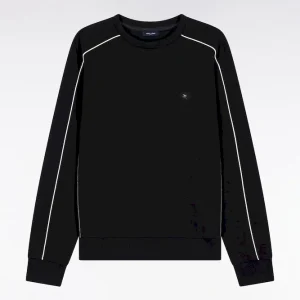 Alternative view of Sweatshirt en molleton noir passepoils colorés