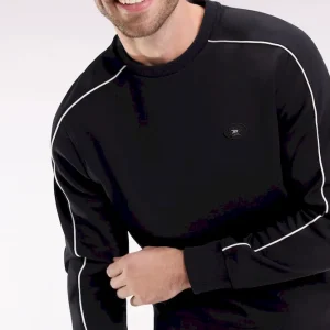 Sweatshirt en molleton noir passepoils colorés