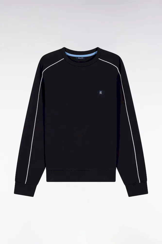Sweatshirt en molleton marine passepoils colorés – Bild 2