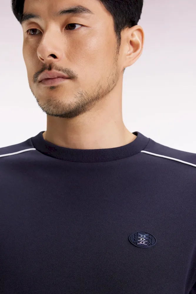 Sweatshirt en molleton marine passepoils colorés – Bild 4