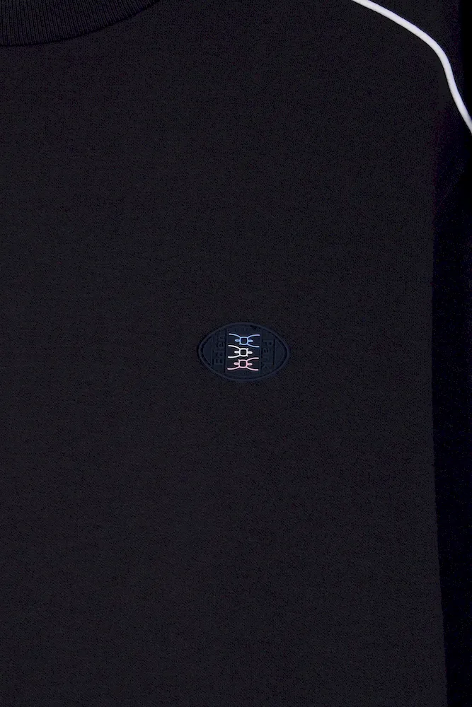 Sweatshirt en molleton marine passepoils colorés – Bild 6