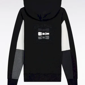 Alternative view of Sweatshirt à capuche noir découpes manches contrastées