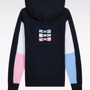 Alternative view of Sweatshirt à capuche marine découpes manches contrastées