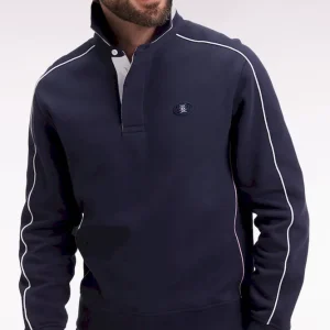 Sweatshirt à col maillot en molleton gratté marine