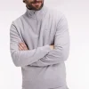 Sweatshirt à col montant zippé en molleton coton gris