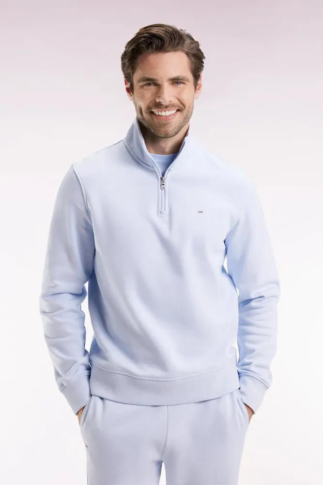 Sweatshirt à col montant zippé en molleton coton ciel – Bild 3