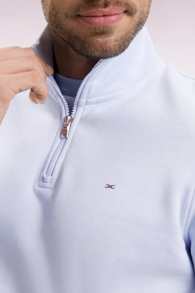 Sweatshirt à col montant zippé en molleton coton ciel – Bild 4
